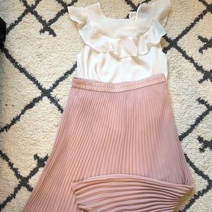 〰️ LOFT - PINK pleaded full length skirt 〰️